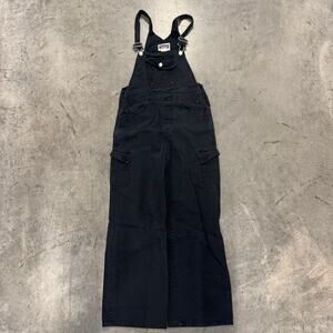 Vintage Y2K Sears Nevada Black Denim Bib Overalls Wide Leg Flare 28 Waist Small